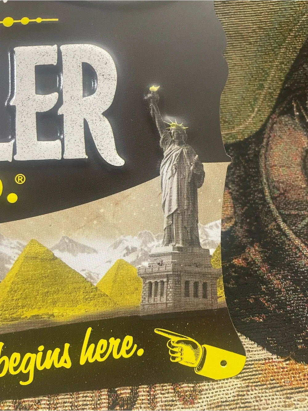 Embossed Metal Shandy Sign Greetings from The Traveler Beer Company Mancave NEW